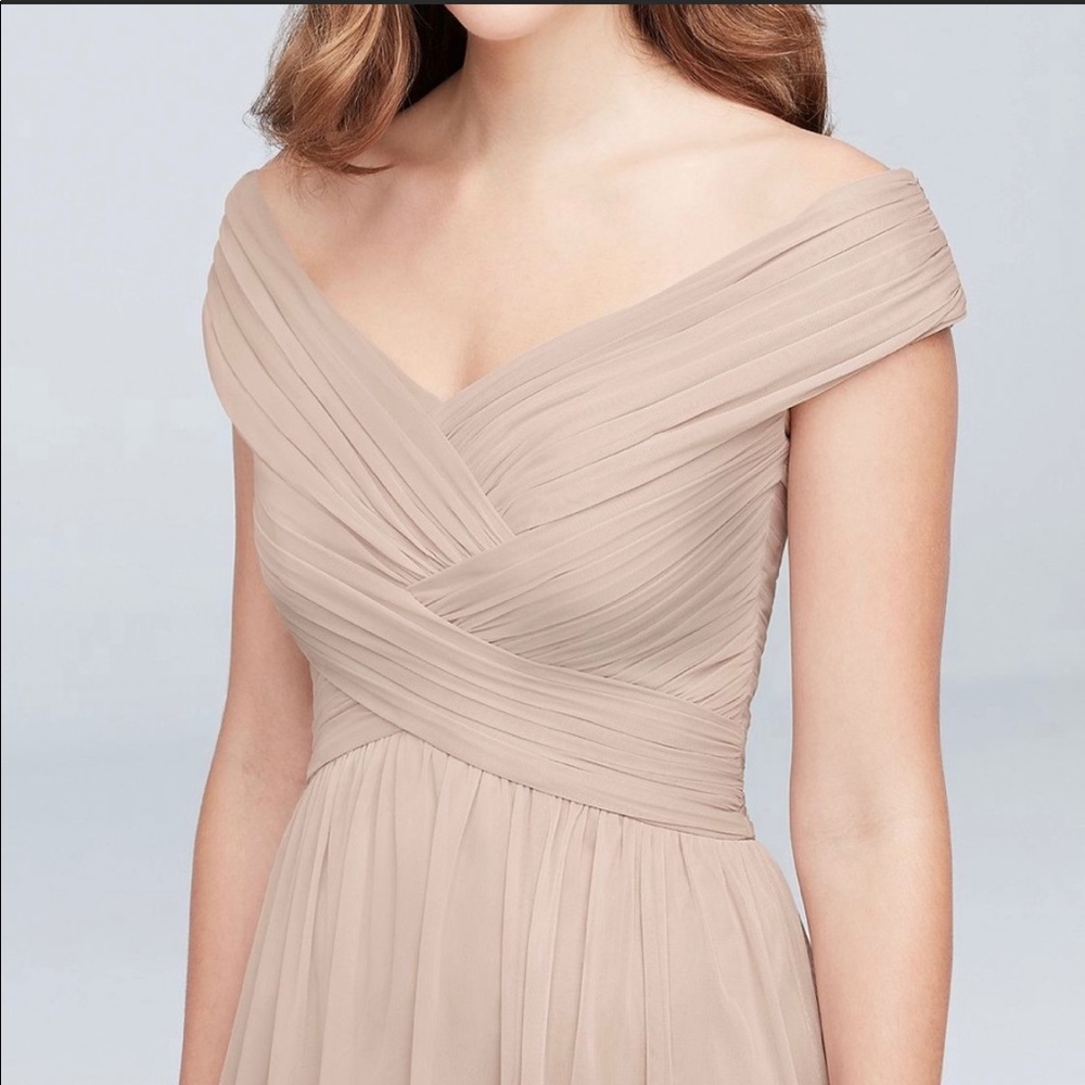 David’s Bridal Cross Over Biscotti Bridesmaid Dress